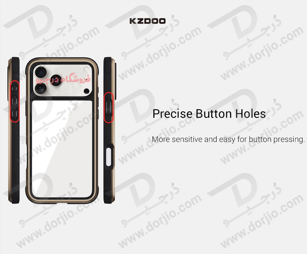 قاب شفاف فریم فلزی iPhone 17 Pro مدل Ares مارک KZDOO