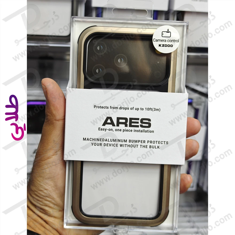 قاب شفاف فریم فلزی iPhone 17 Pro مدل Ares مارک KZDOO