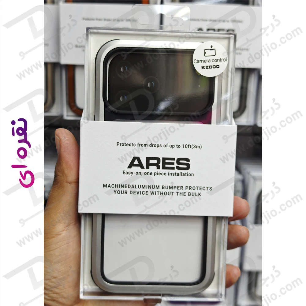 قاب شفاف فریم فلزی iPhone 17 Pro مدل Ares مارک KZDOO