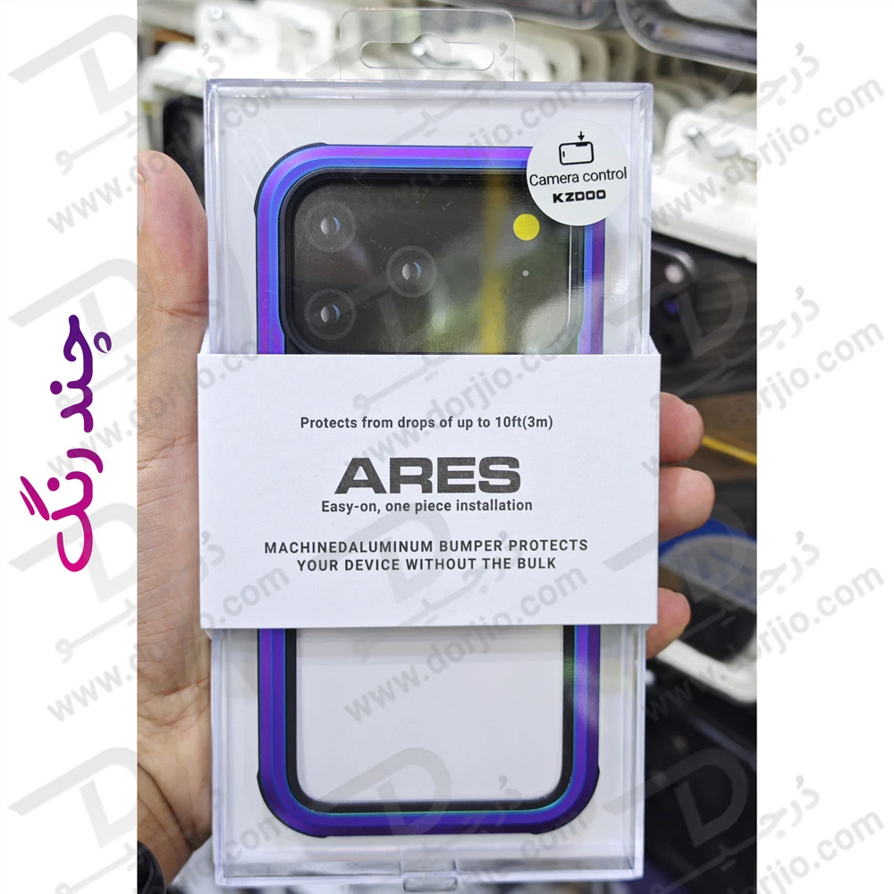 قاب شفاف فریم فلزی iPhone 17 Pro مدل Ares مارک KZDOO