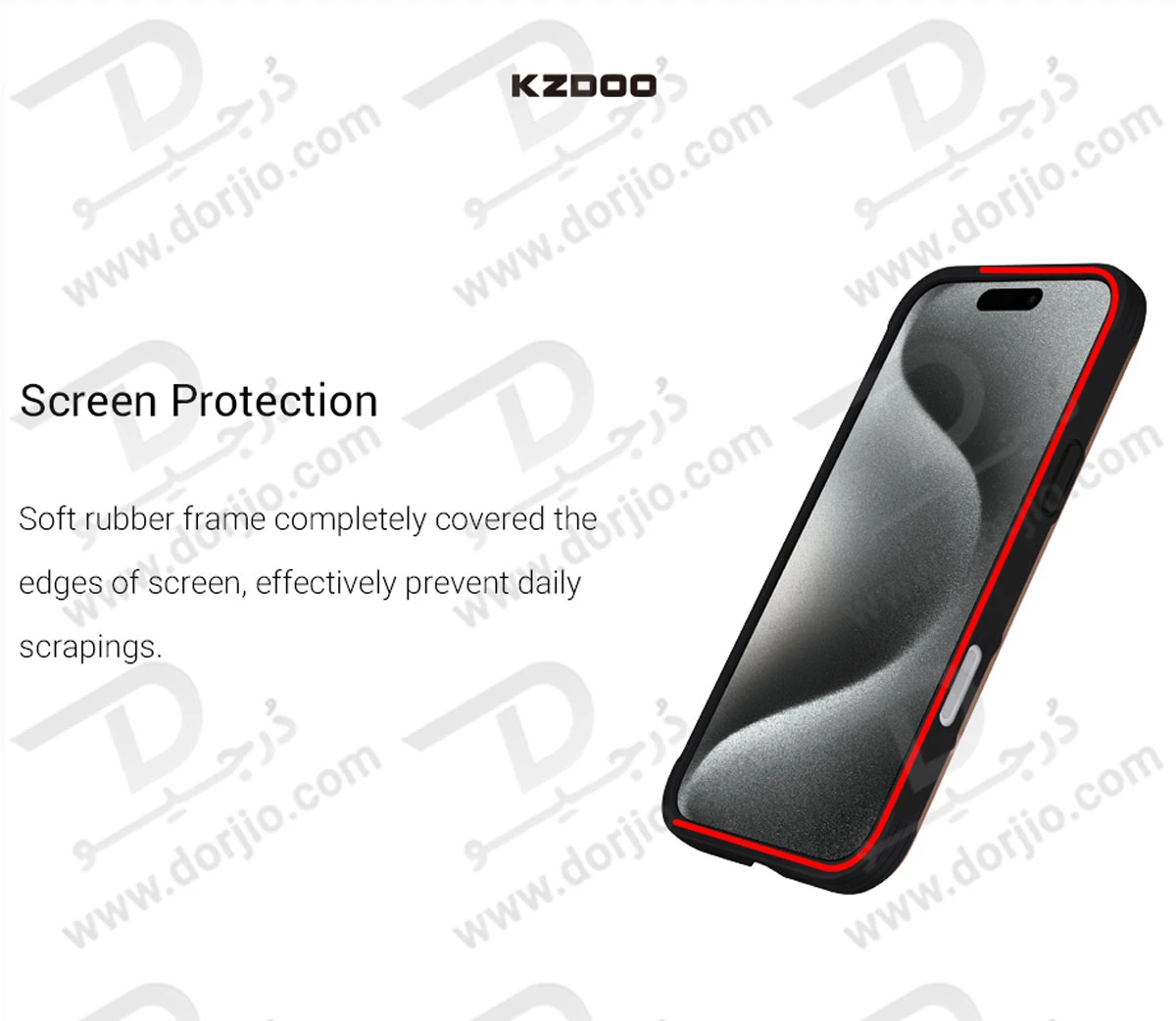 قاب شفاف فریم فلزی iPhone 17 مدل Ares مارک KZDOO