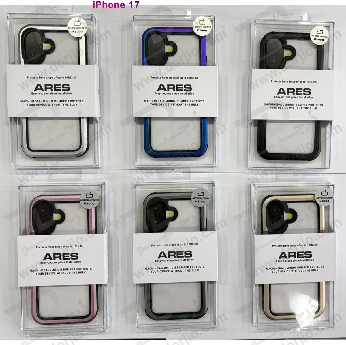 قاب شفاف فریم فلزی iPhone 17 مدل Ares مارک KZDOO