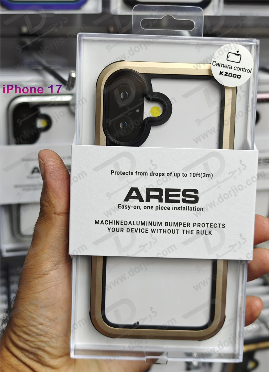 قاب شفاف فریم فلزی iPhone 17 مدل Ares مارک KZDOO
