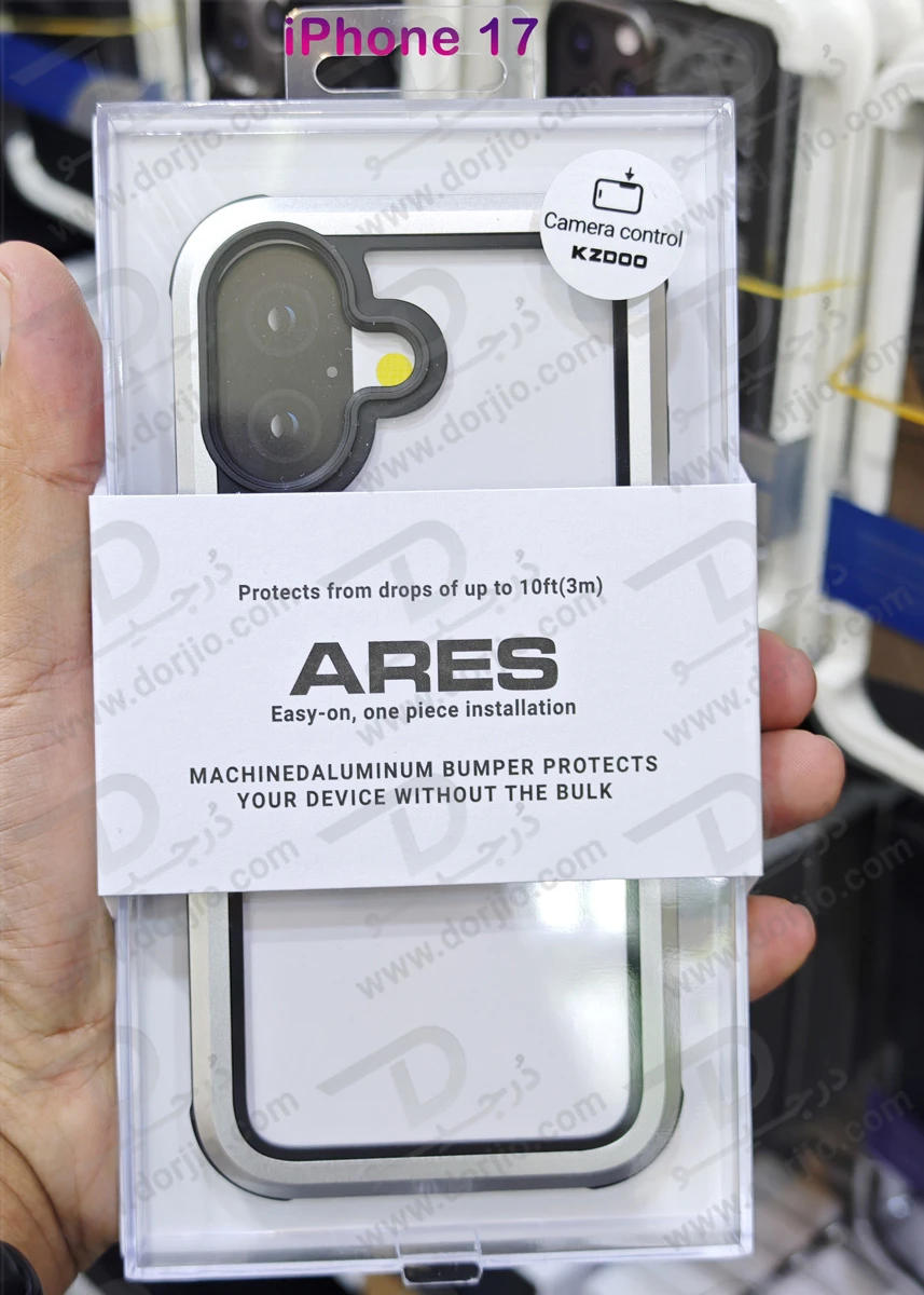 قاب شفاف فریم فلزی iPhone 17 مدل Ares مارک KZDOO