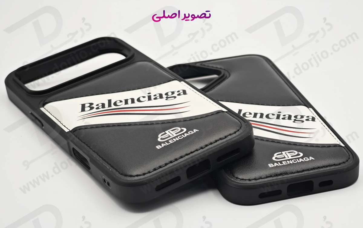 قاب چرمی دو رنگ iPhone 17 طرح Balenciaga