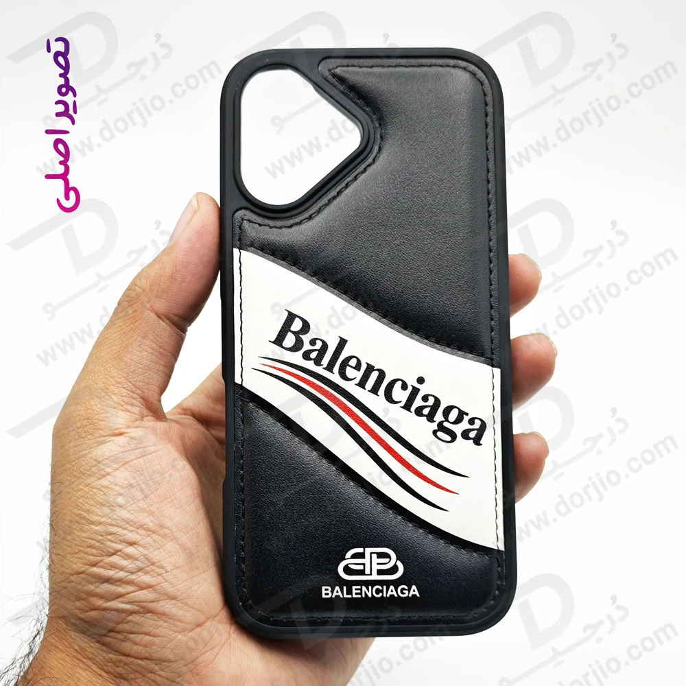 قاب چرمی دو رنگ iPhone 17 طرح Balenciaga