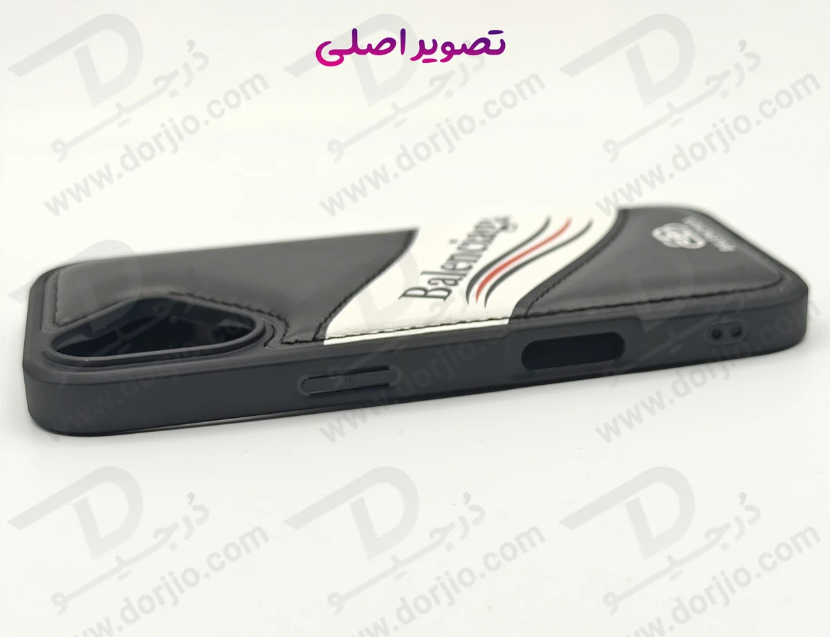 قاب چرمی دو رنگ iPhone 17 طرح Balenciaga