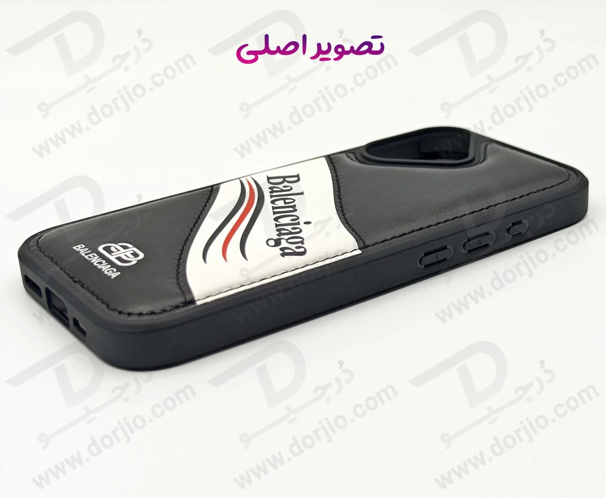 قاب چرمی دو رنگ iPhone 17 طرح Balenciaga