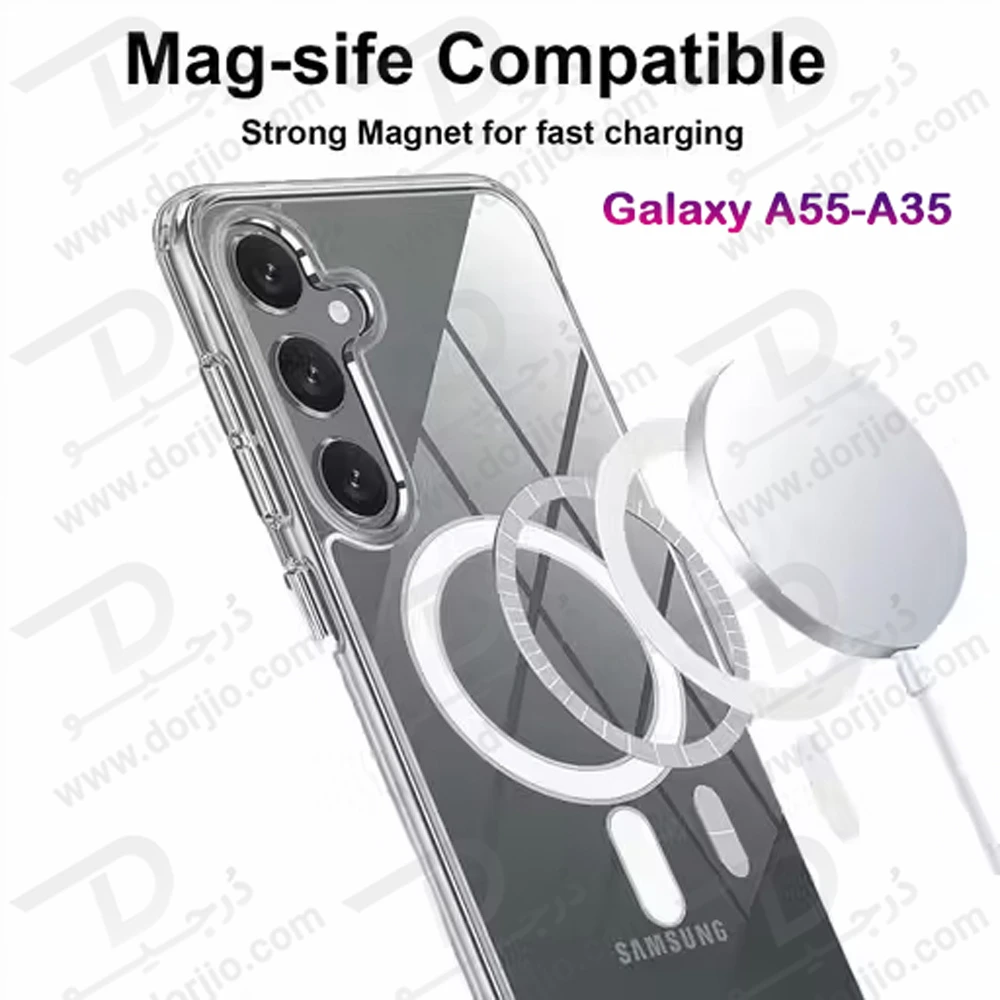 قاب کریستالی شفاف مگنتی Samsung Galaxy A55 قاب کریستالی شفاف مگنتی Samsung Galaxy A55