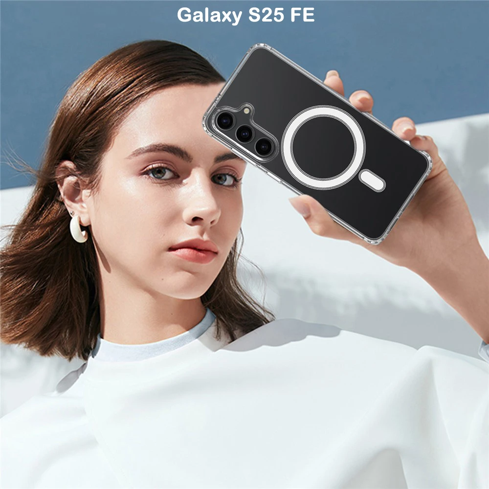 قاب کریستالی شفاف مگنتی Samsung Galaxy S25 FE