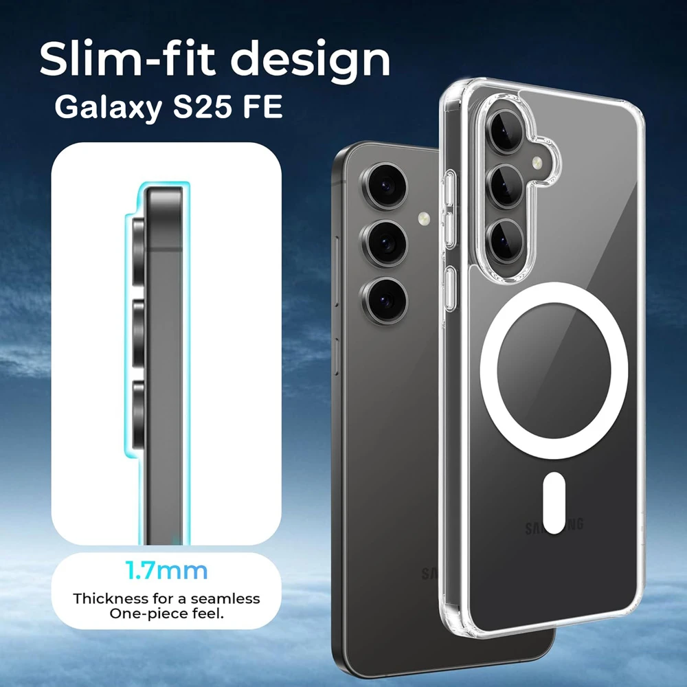 قاب کریستالی شفاف مگنتی Samsung Galaxy S25 FE