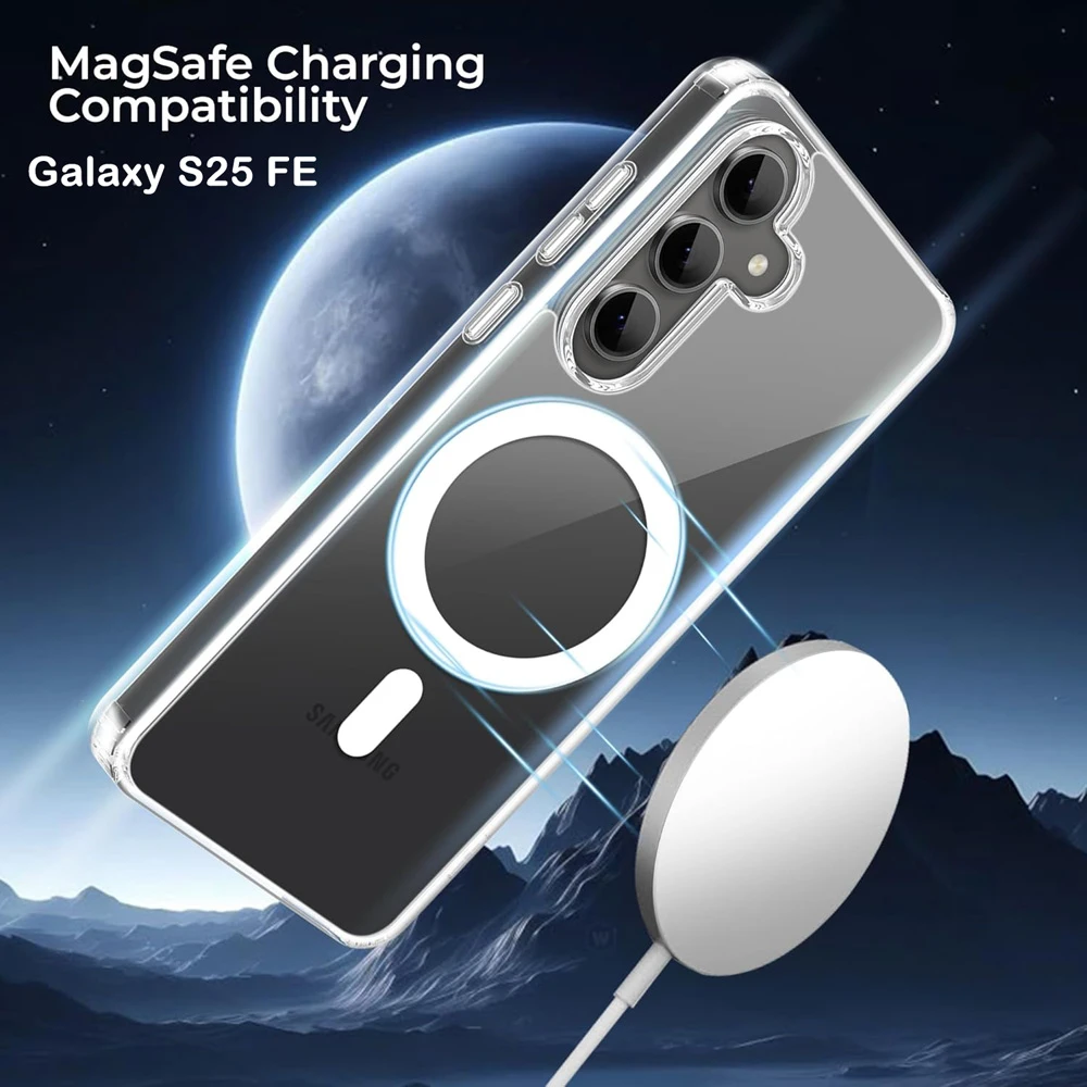 قاب کریستالی شفاف مگنتی Samsung Galaxy S25 FE