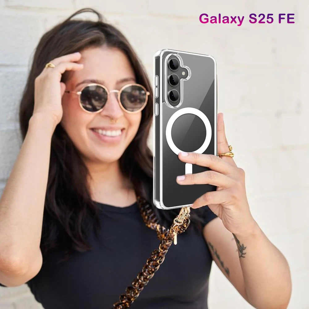 قاب کریستالی شفاف مگنتی Samsung Galaxy S25 FE