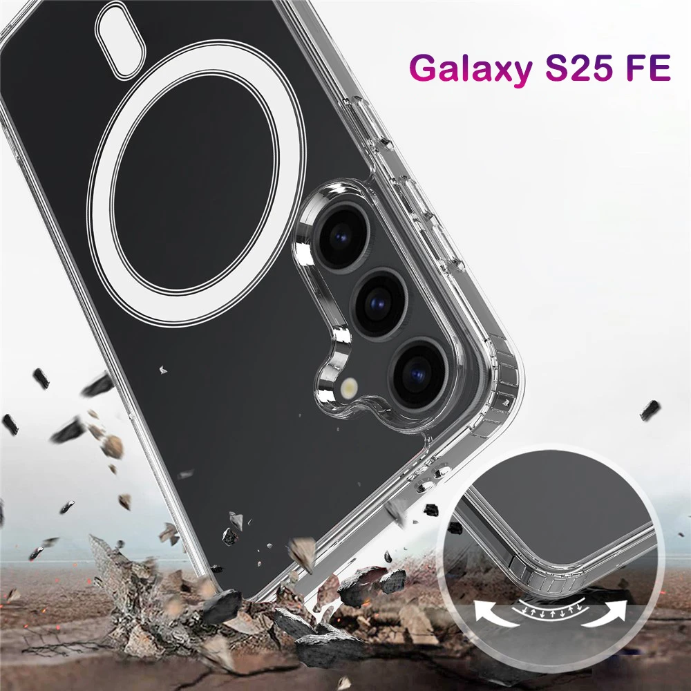 قاب کریستالی شفاف مگنتی Samsung Galaxy S25 FE