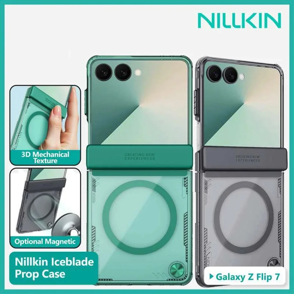 قاب کریستالی مگ سیف Samsung Galaxy Z Flip 7 مارک نیلکین مدل Iceblade Magnetic