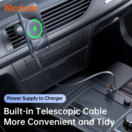 هولدر مغانطیسی و شارژر بیسیم 15 وات مکدودو مدل Mcdodo CH-009 سری دریچه کولری به همراه شارژر فندکی (20)