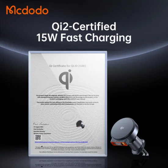 هولدر مغانطیسی و شارژر بیسیم 15 وات مکدودو مدل Mcdodo CH-009 سری دریچه کولری به همراه شارژر فندکی (20)