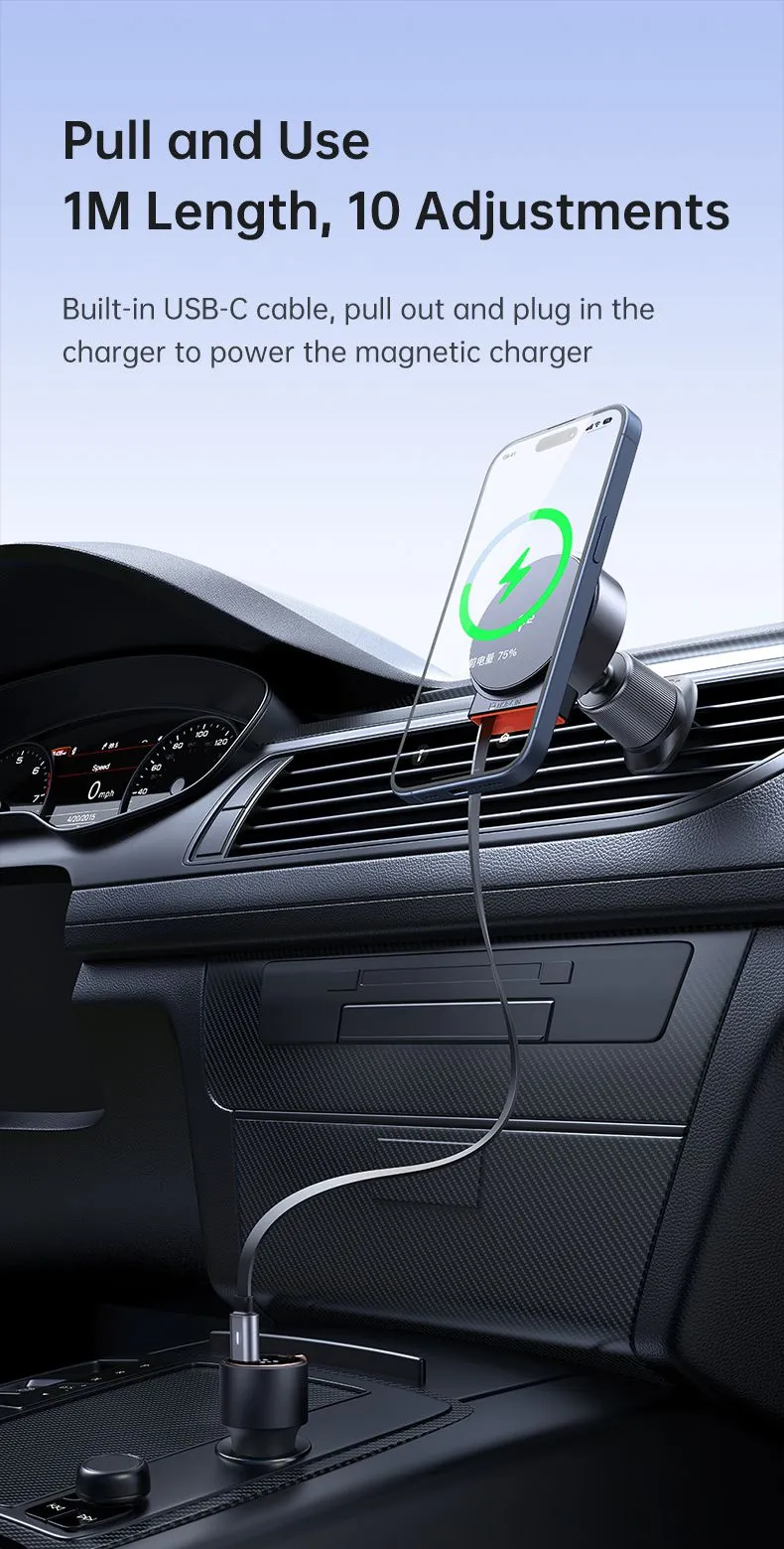 هولدر مغانطیسی و شارژر بیسیم 15 وات مکدودو مدل Mcdodo CH-009 سری دریچه کولری به همراه شارژر فندکی