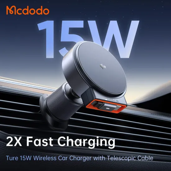 هولدر مغانطیسی و شارژر بیسیم 15 وات مکدودو مدل Mcdodo CH-009 سری دریچه کولری به همراه شارژر فندکی (20)