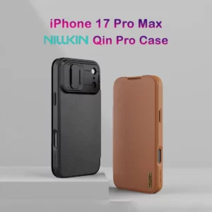 کیف چرمی محافظ دوربین دار iPhone 17 Pro Max مارک نیلکین مدل Qin Pro