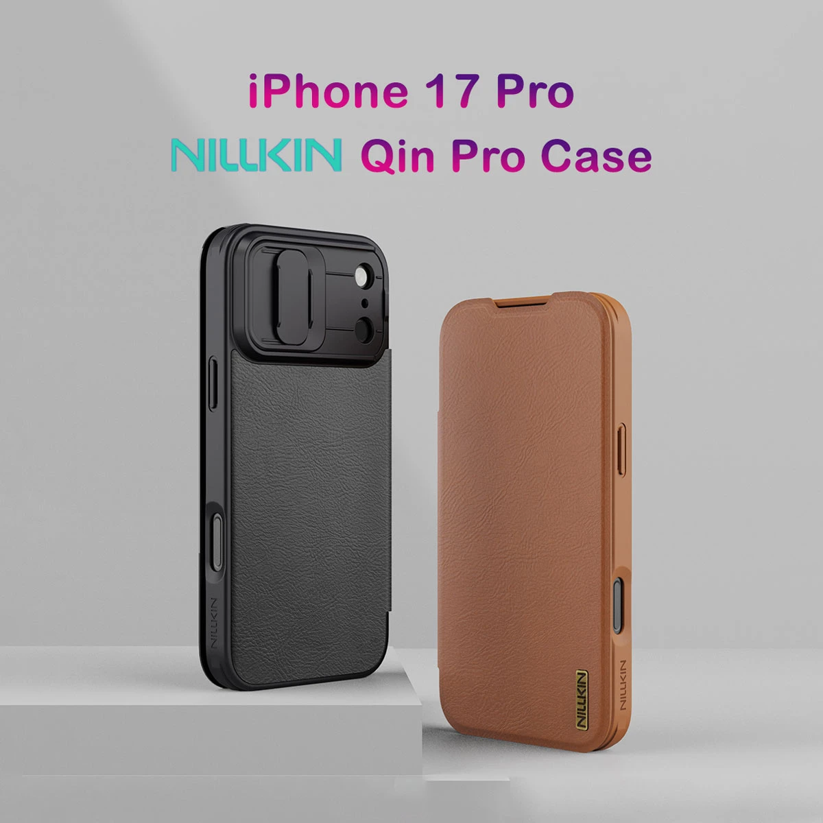 کیف چرمی محافظ دوربین دار iPhone 17 Pro مارک نیلکین مدل Qin Pro