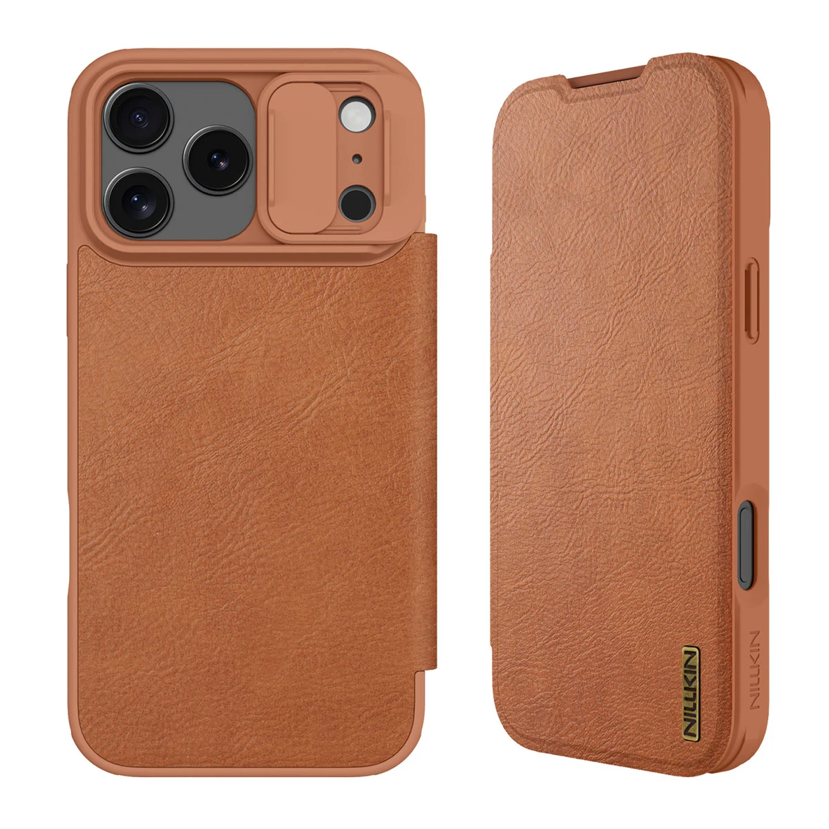 کیف چرمی محافظ دوربین دار iPhone 17 Pro مارک نیلکین مدل Qin Pro