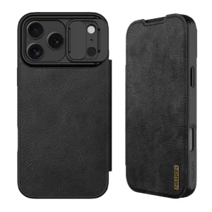 کیف چرمی محافظ دوربین دار iPhone 17 Pro مارک نیلکین مدل Qin Pro