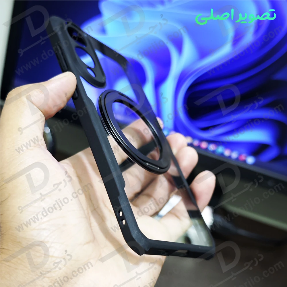 گارد شفاف رینگ استند 360 درجه مگ سیف Samsung Galaxy S25 Edge مارک XUNDD سری Beatle Rotatable