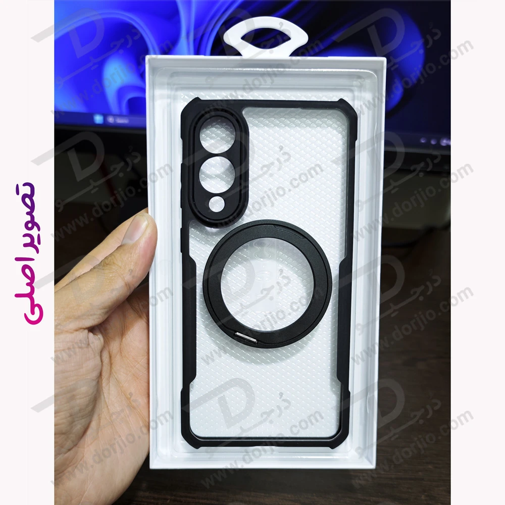 گارد شفاف رینگ استند 360 درجه مگ سیف Samsung Galaxy S25 Edge مارک XUNDD سری Beatle Rotatable