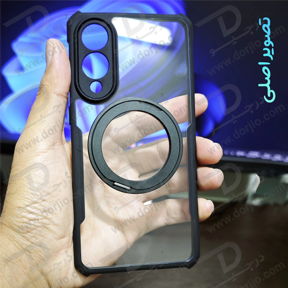 گارد شفاف رینگ استند 360 درجه مگ سیف Samsung Galaxy S25 Edge مارک XUNDD سری Beatle Rotatable