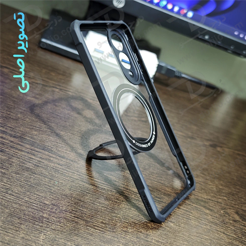 گارد شفاف رینگ استند 360 درجه مگ سیف Samsung Galaxy S25 Edge مارک XUNDD سری Beatle Rotatable