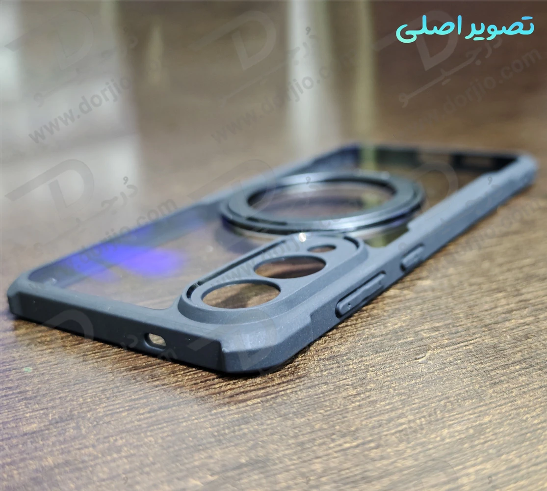 گارد شفاف رینگ استند 360 درجه مگ سیف Samsung Galaxy S25 Edge مارک XUNDD سری Beatle Rotatable