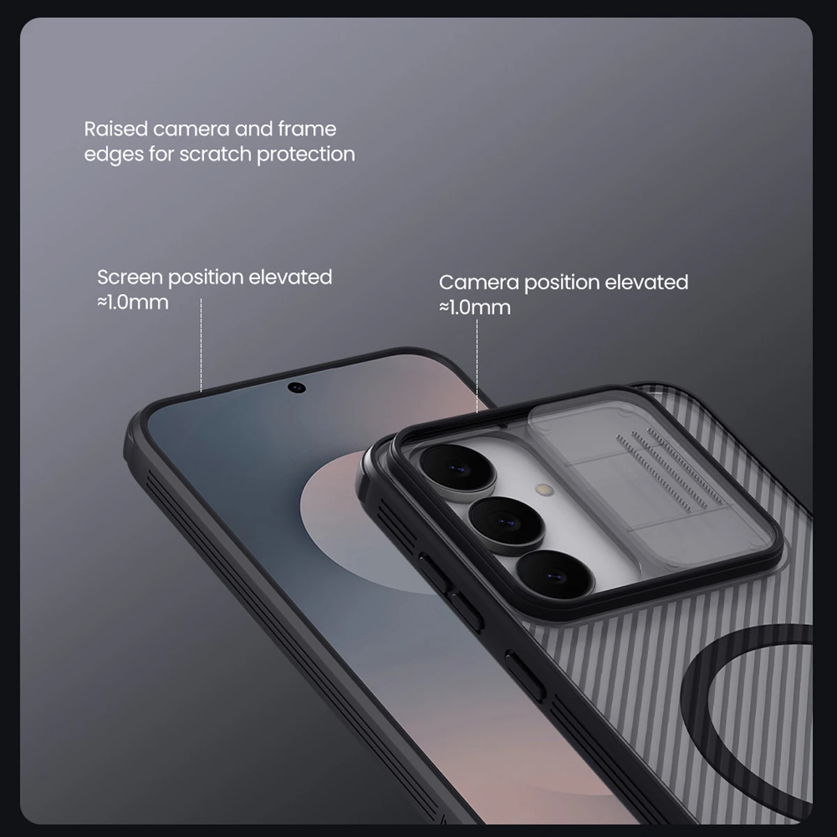 گارد ضد ضربه دودی مگنتی Samsung Galaxy S25 FE مارک نیلکین مدل Camshield Pro Magnetic Clear