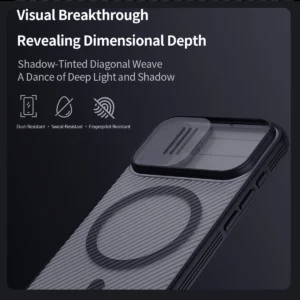 گارد ضد ضربه دودی مگنتی iPhone 17 مارک نیلکین مدل Camshield Pro Magnetic Clear