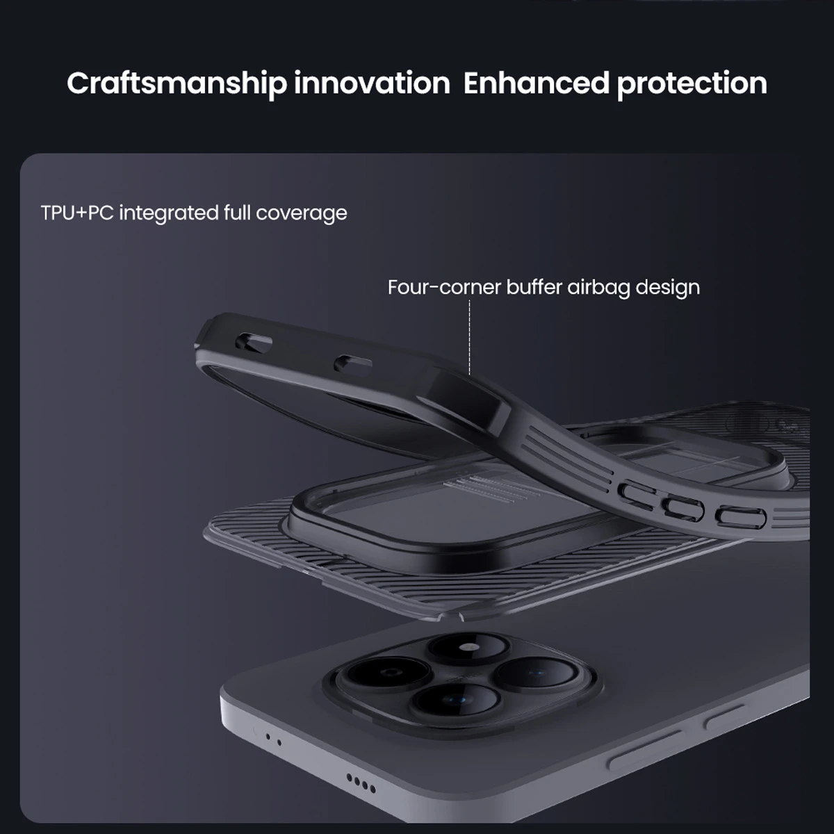 گارد ضدضربه دودی Xiaomi Redmi Note 15 Pro Plus مارک نیلکین مدل Camshield Pro Clear