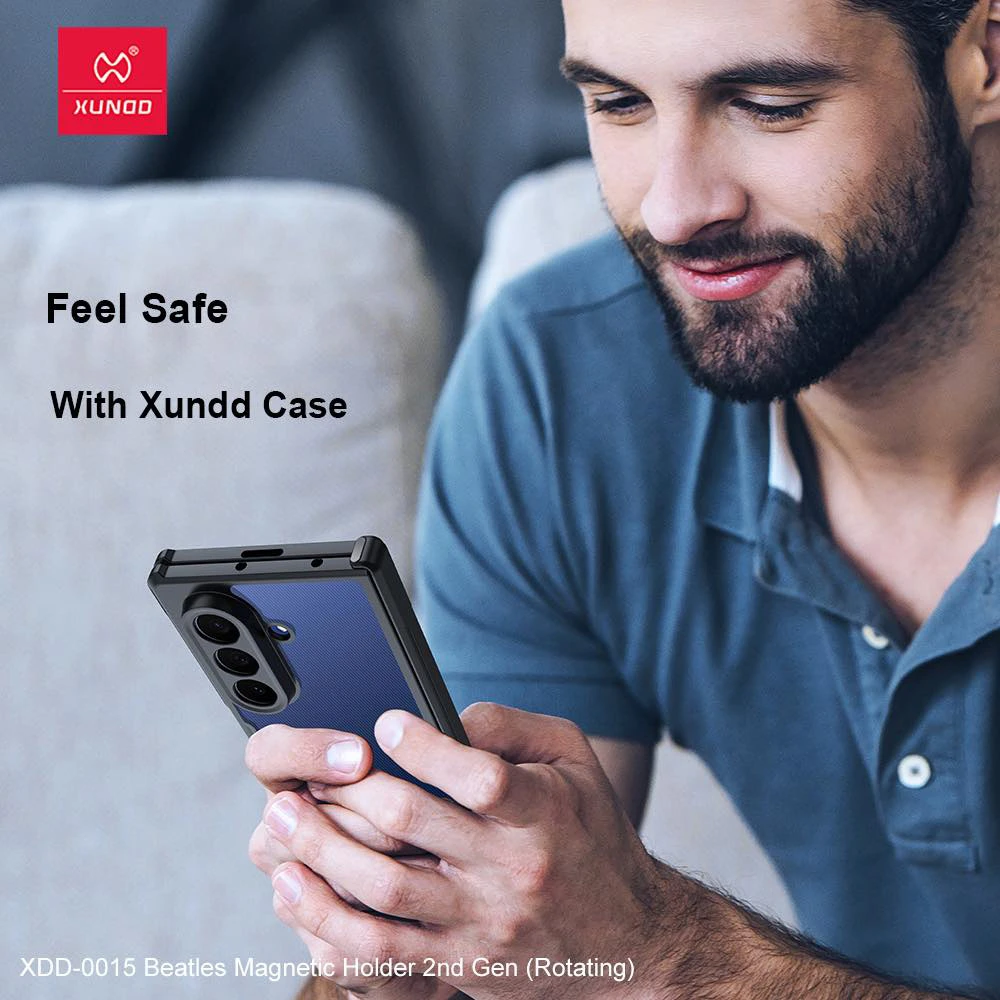 گارد کریستالی رینگ استند مگ سیف Samsung Galaxy Z Fold 7 مارک XUNDD سری Beatle Magnetic Holder