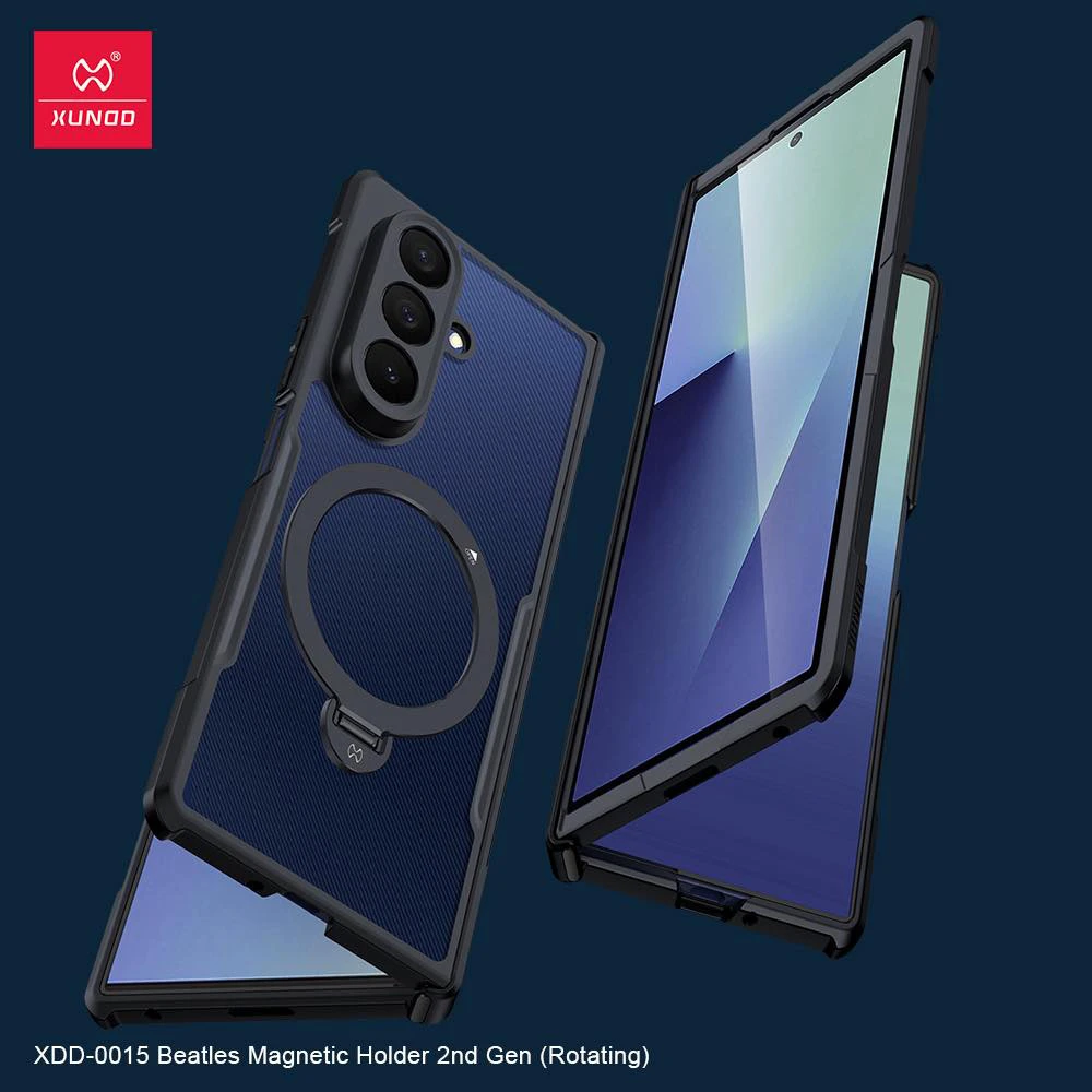 گارد کریستالی رینگ استند مگ سیف Samsung Galaxy Z Fold 7 مارک XUNDD سری Beatle Magnetic Holder