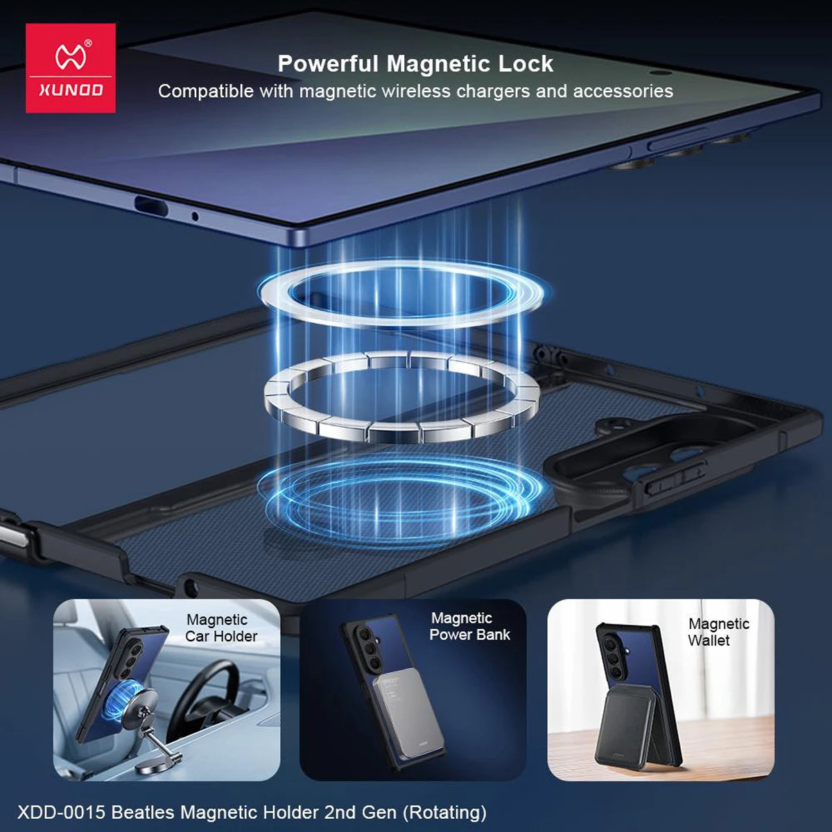 گارد کریستالی مگ سیف Samsung Galaxy Z Fold 7 مارک XUNDD سری Beatle Magnetic