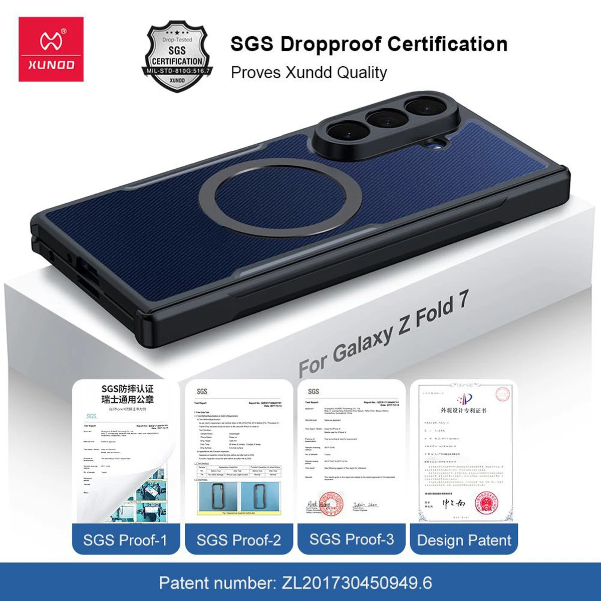 گارد کریستالی مگ سیف Samsung Galaxy Z Fold 7 مارک XUNDD سری Beatle Magnetic