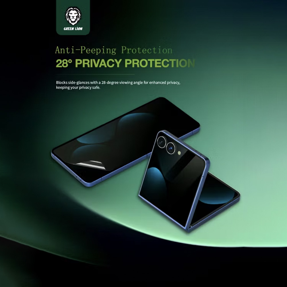 گلس و برچسب حریم شخصی صفحه نمایش های Samsung Galaxy Z Flip 7 مارک Green Lion گلس و برچسب حریم شخصی صفحه نمایش های Samsung Galaxy Z Flip 7 مارک Green Lion