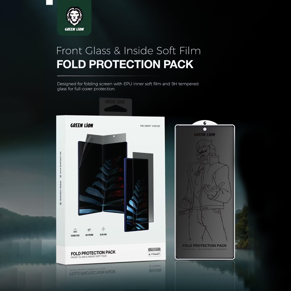 گلس و برچسب حریم شخصی صفحه نمایش های Samsung Galaxy Z Fold 7 مارک Green Lion گلس و برچسب حریم شخصی صفحه نمایش های Samsung Galaxy Z Fold 7 مارک Green Lion