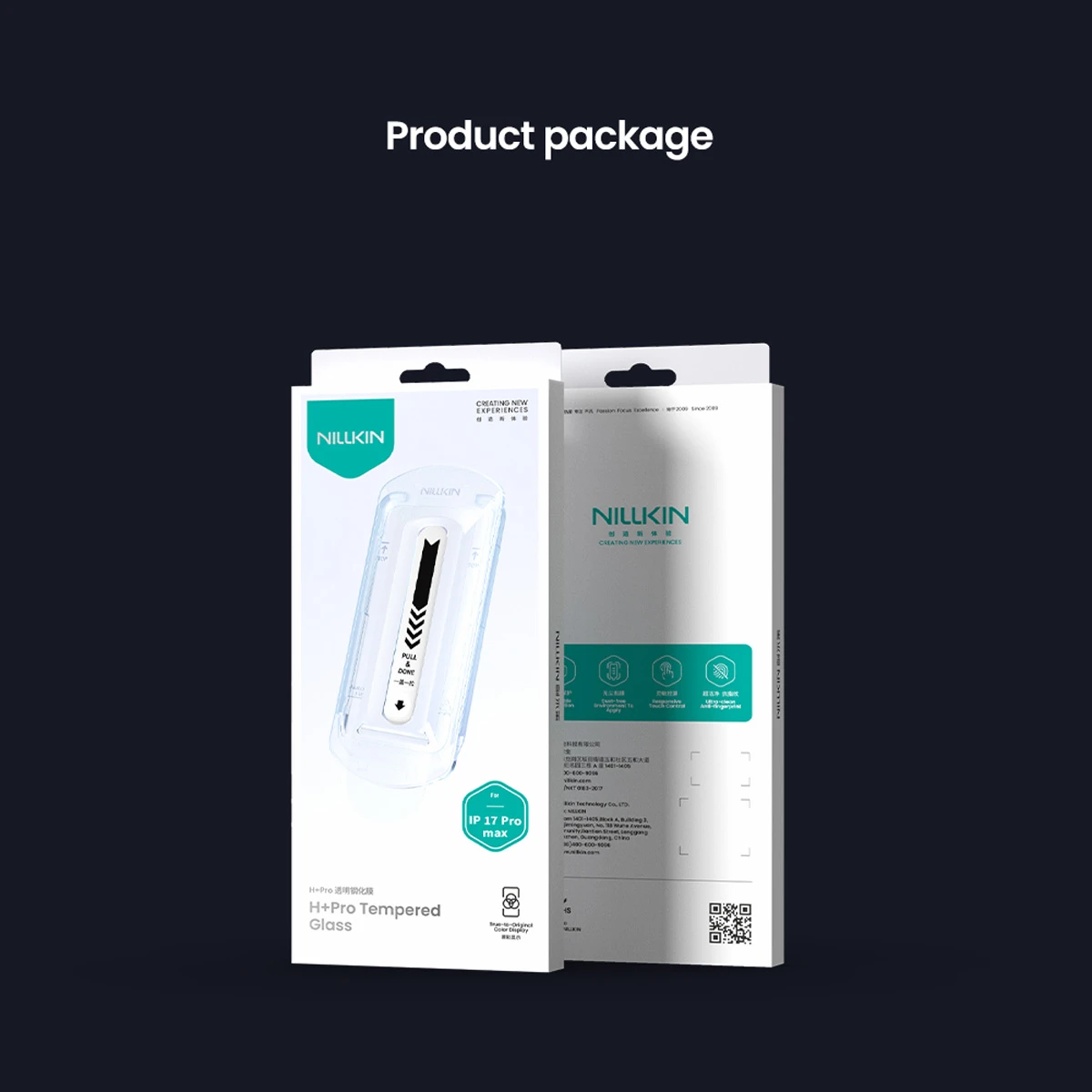 گلس شیشه‌ای با ابزار نصب iPhone 17 Pro مارک نیلکین مدل H+Pro