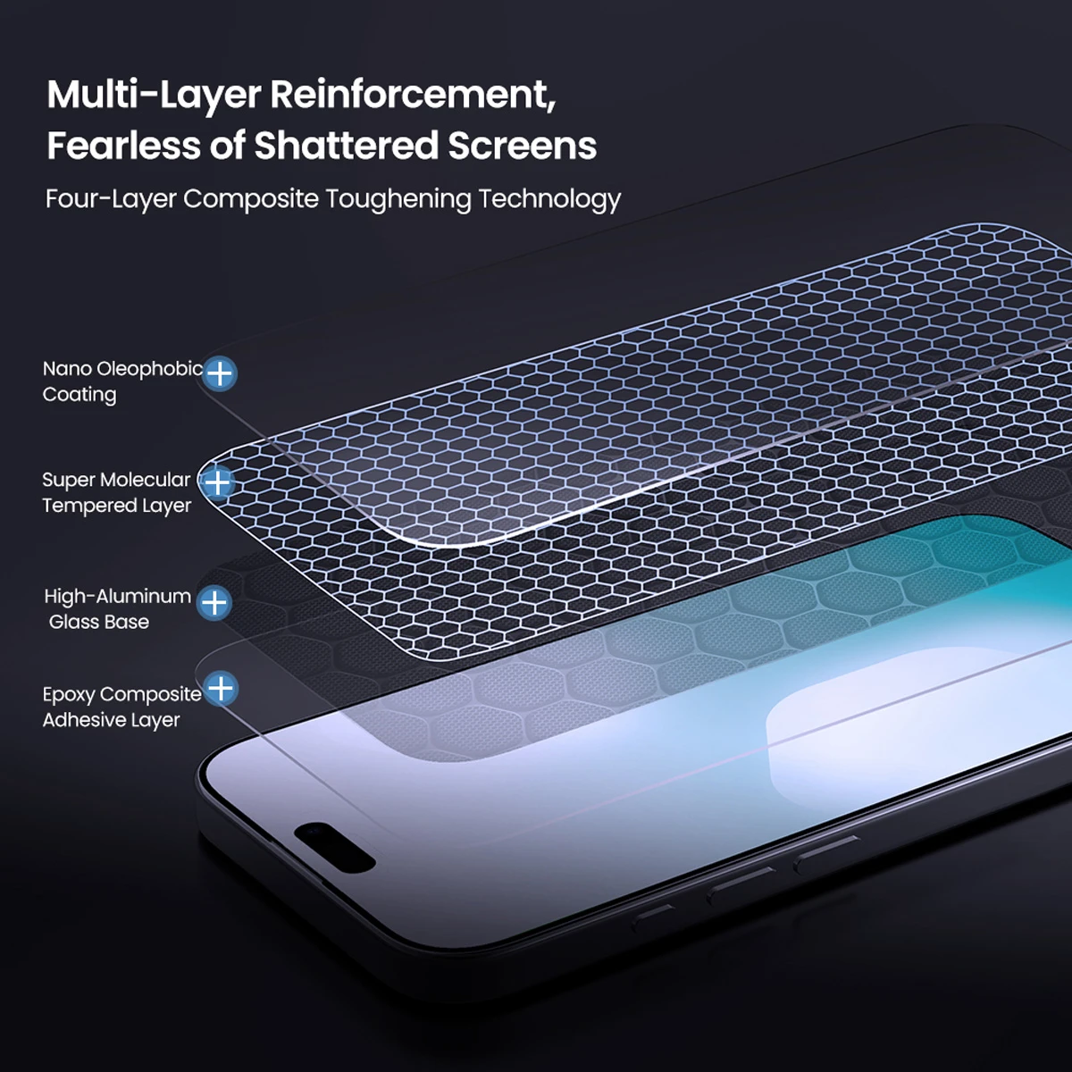 گلس شیشه‌ای با ابزار نصب iPhone 17 مارک نیلکین مدل H+Pro