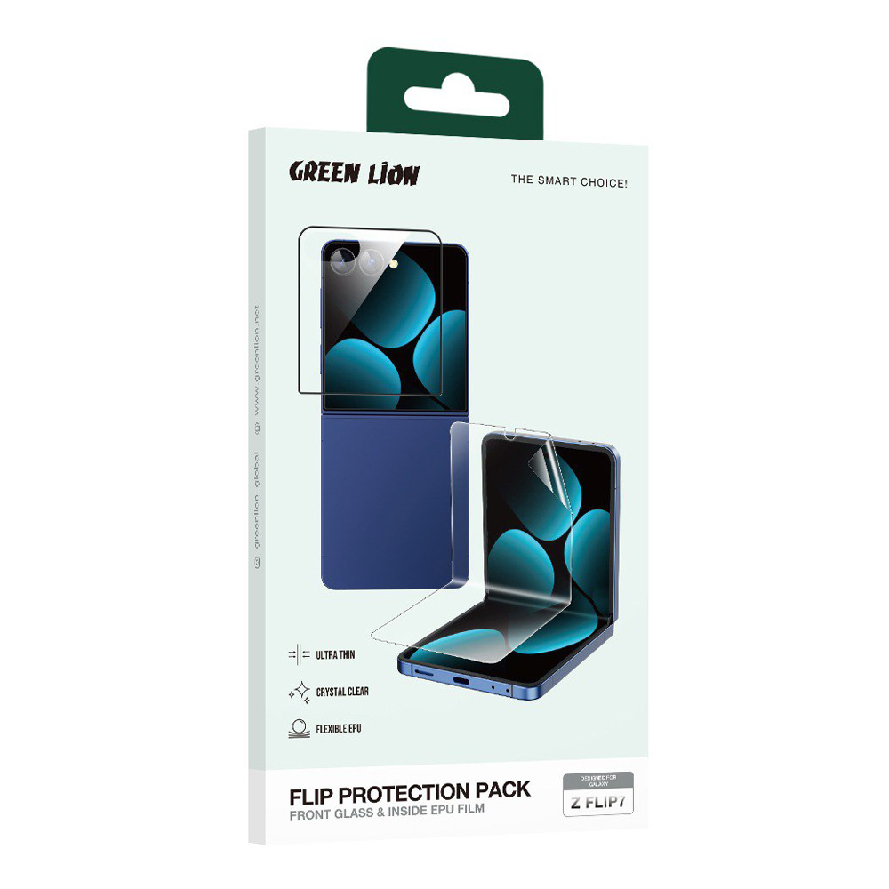 گلس شیشه‌ای و برچسب صفحه نمایش های Samsung Galaxy Z Flip 7 مارک Green Lion
