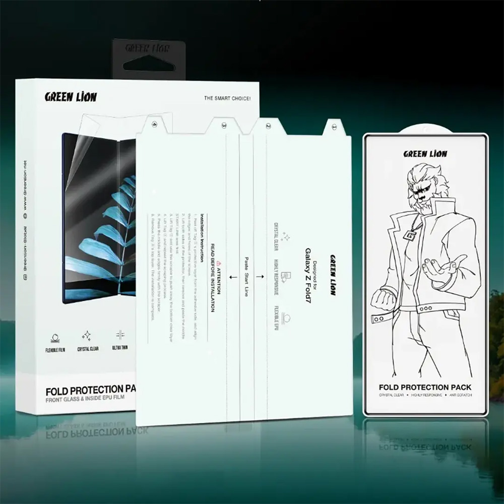 گلس شیشه‌ای و برچسب صفحه نمایش های Samsung Galaxy Z Fold 7 مارک Green Lion