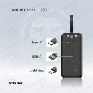 پاور بانک 50000 میلی آمپر با 3 کابل شارژ متصل مدل Power Tank برند Green Lion