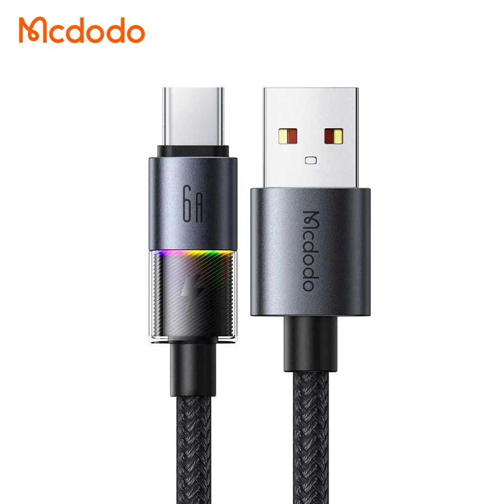 کابل شارژ 100وات 6آمپر USB-A به Type-C رقص نور دار 1.2 متر برند مک دودو مدل Mcdodo CA-8180