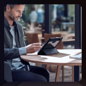 کیف چرمی پشت شفاف ایربگ دار استند تاشو چند زاویه Samsung Galaxy Tab S10 FE مارک نیلکین مدل Bumper Pro