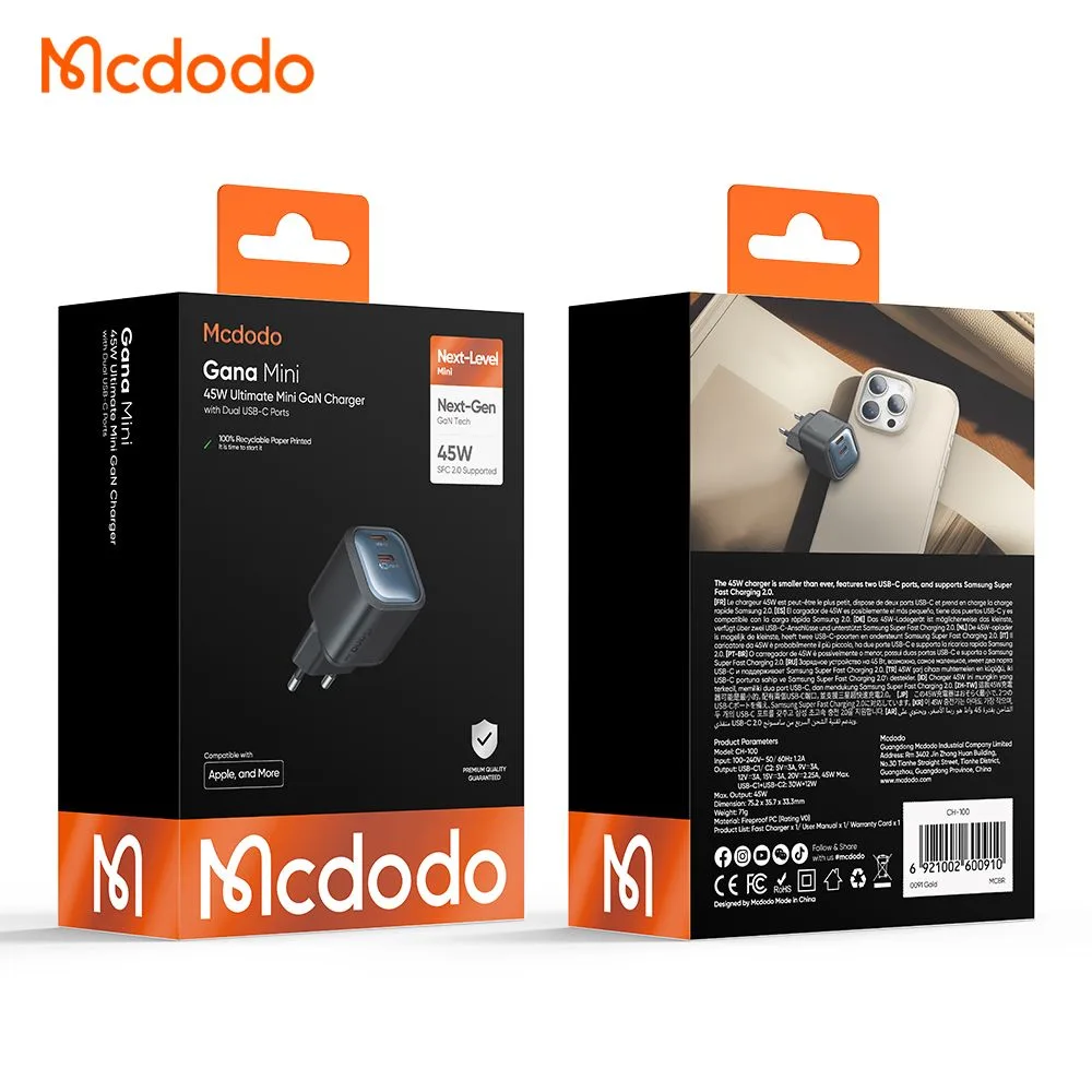 شارژر 45 وات دو پورت برند مک دودو مدل Mcdodo CH-1000