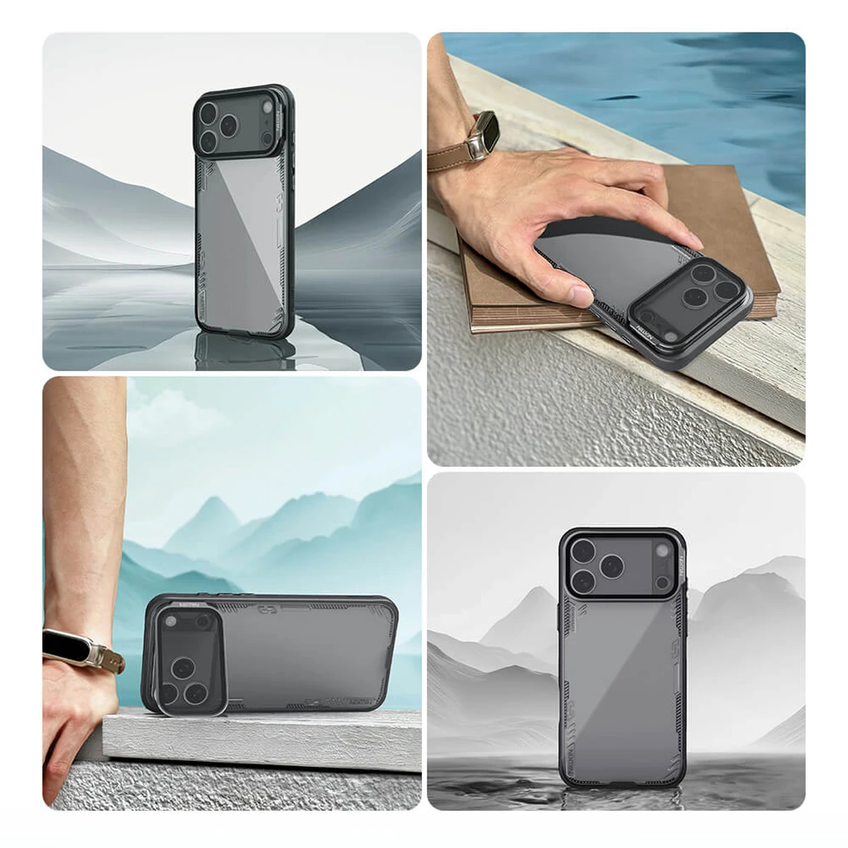 قاب کریستالی کمرا استند شیشهای iPhone 17 Pro Max مارک نیلکین مدل Iceblade Prop قاب کریستالی کمرا استند شیشهای iPhone 17 Pro Max مارک نیلکین مدل Iceblade Prop